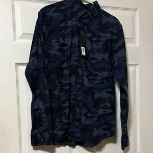 Banana Republic Men's Blue Camouflage Shirt